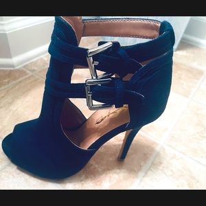 Women’s Blue (Never Been Worn) Open Toe Ankle Boots.